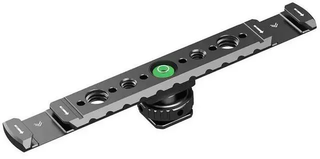 Main image of Dual Cold Shoe Mount For Vlogging- Metal Microphone Holder Featuring 1/4" Screw Holes Compatible For DSLR Cameras
