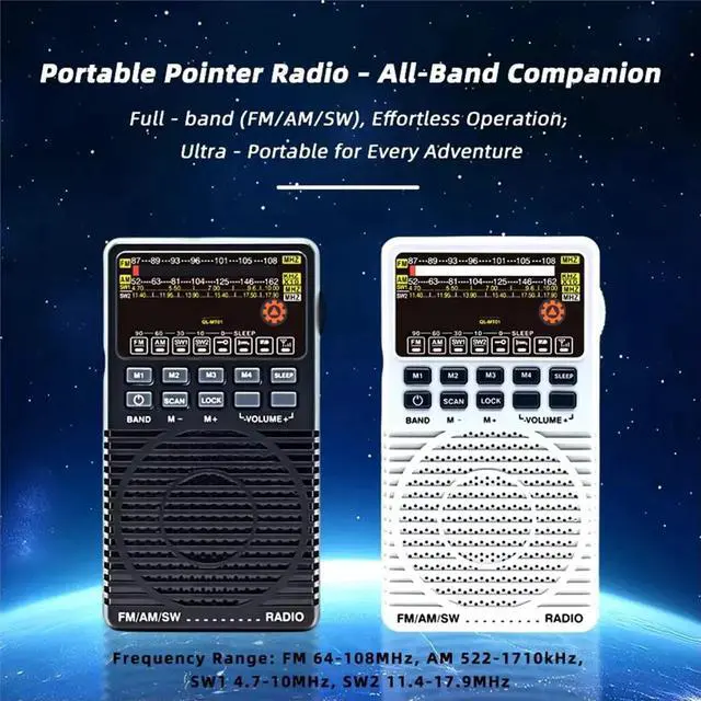Main image of Full-Band FM/AM/SW Pointer Radio Preset Stations 2W Speaker Indoor/Outdoor Ideal Gift for Seniors A