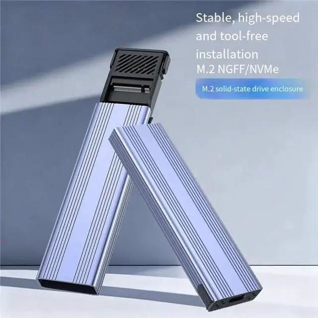 Alt view image 3 of 3 - M.2 SSD Enclosure Nvme SATA Dual Protocol SSD Case 10Gbps TYPE-C 3.1 PCI-E Solid State Drive Box Tool Free Aluminum