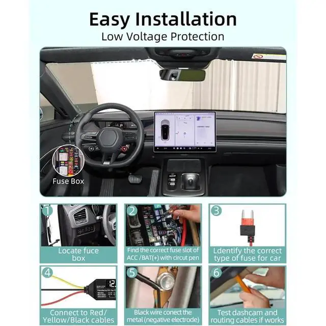 Alt view image 2 of 3 - Dash Cam Hardwire Kit,12V-24V to 5V/3A USB C Dash Camera Hardwire Kit with Digital Display and Low Voltage Protection