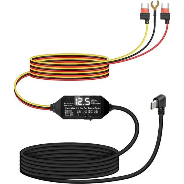 Alt view image 3 of 3 - Dash Cam Hardwire Kit,12V-24V to 5V/3A USB C Dash Camera Hardwire Kit with Digital Display and Low Voltage Protection
