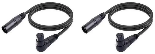 Main image of 2Pcs XLR Microphone Extension Cable Adapter , 90 Degree XLR Female To Straight XLR Male 3-Pin Mic Cable 1M