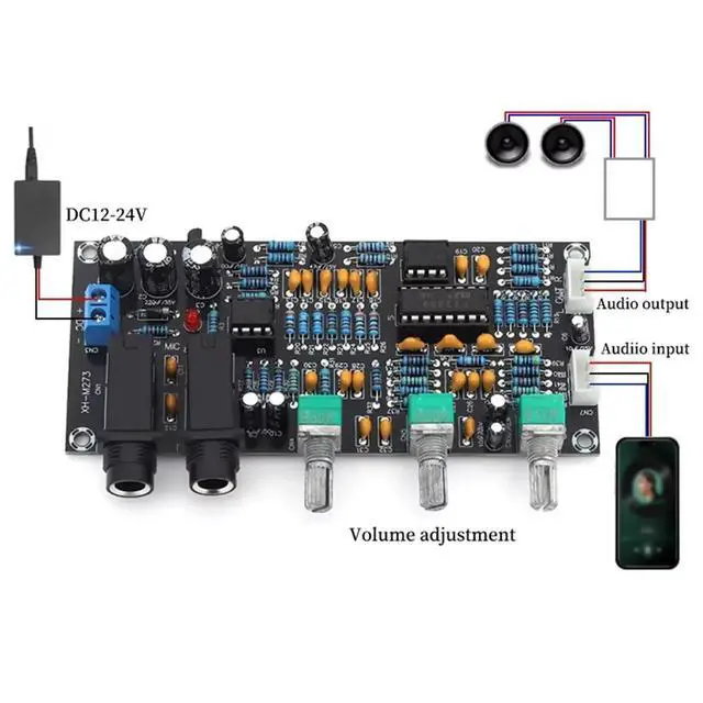 Alt view image 3 of 3 - XH-M273 Microphone Amplifier Board DC 12-24V Digital Preamplifier Board Karaoke Reverberation Microphone Control