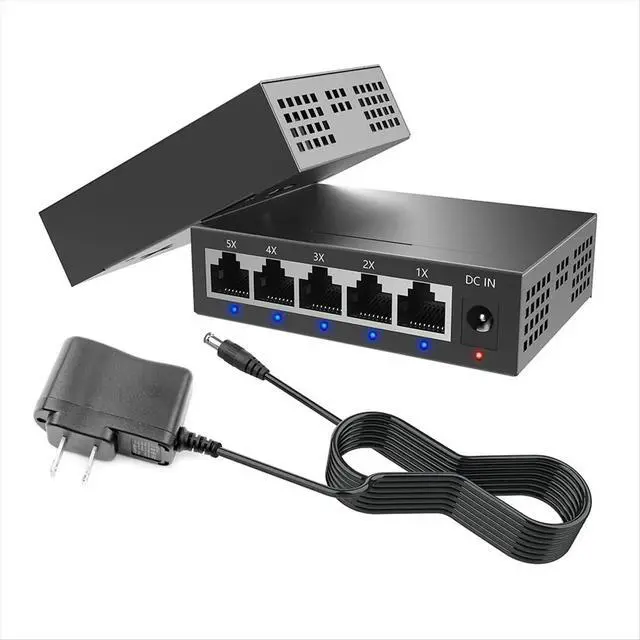 Alt view image 3 of 3 - 5 Port Gigabit Industrial Switch 1000Mbps Mini Network Ethernet Switch Home Splitter Office Network Distributor US Plug