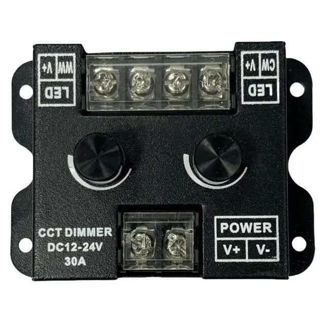 Alt view image 3 of 3 - Manual Dual Knob LED Strip Dimmer Switch, Low Voltage 3Wire 2Color Temperature Brightness CCT Tuning Controller