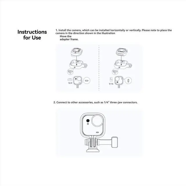Main image of Adapter Frame for GO Ultra Sports Camera Two Claw Adapter Interface Supports Horizontal Vertical