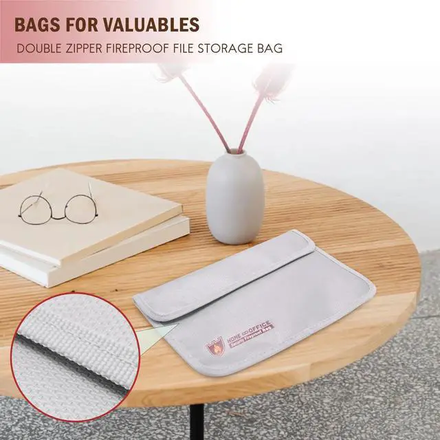 Main image of Fireproof Document Bag,Waterproof and Fireproof Money Bag with Zipper,Fireproof Safe Storage Pouch for Passport .
