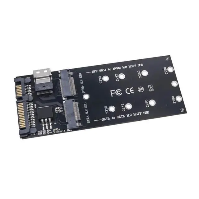 Alt view image 2 of 3 - M2 SSD Adapter M.2 SATA Ngff SSD to SATA + M2 NVME SSD to SFF-8654 Converter SATA to M2 Expansion Card