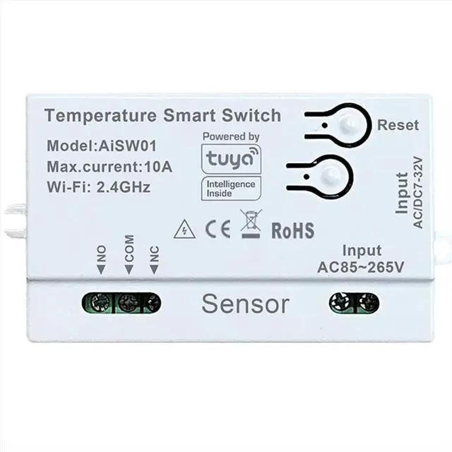 Alt view image 2 of 3 - Tuya Temperature Switch Sensor 2.4G Temperature Switch Sensor Smart Switch with 2M Temperature Probe