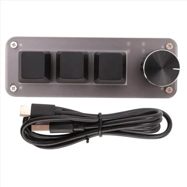 Alt view image 2 of 3 - Three Key USB Wired Mini Keyboard Knob Mechanical Keyboard Fast Volume Control Keyboard for Laptop Computer Black