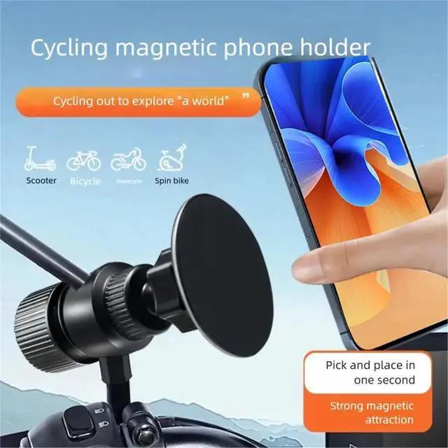 Alt view image 3 of 3 - Bike Phone Holder Sports Motorcycle Magnetic Cell Phone Holder Bicycle Handlebar Mobile Phone Holder for Phone