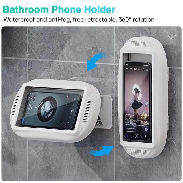 Alt view image 2 of 3 - Shower Phone Holder Waterproof Stand With Speaker Hole For Bathroom Bathtub Kitchen Mounting Screntouch Case