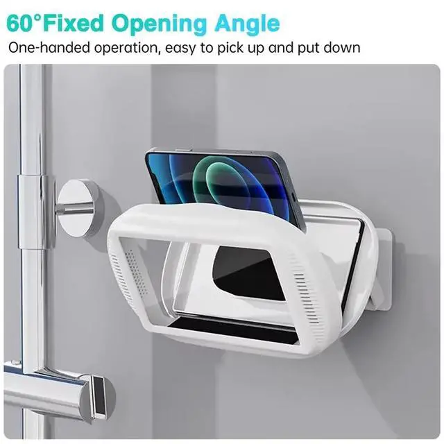 Alt view image 3 of 3 - Shower Phone Holder Waterproof Stand With Speaker Hole For Bathroom Bathtub Kitchen Mounting Screntouch Case