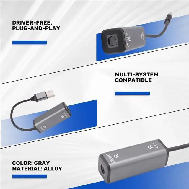 Alt view image 3 of 3 - USB To Optical Audio Converter For Soundbar- 24Bit/96KHZ SPDIF Adapter For Connecting Laptop