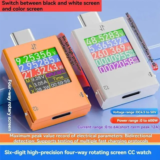 Main image of Type-C Tester 4.5-50V Multi-Function Digital Display Voltage Ammeter Power Meter for Cell Phone Charging PD3.2 Tester A