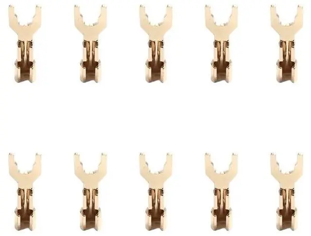 Main image of Brass Gold Plated HIFI Speaker Y Spade Fork Wire Connectors- 10Pcs U Type Banana Plug Terminal Amplifier Sockets
