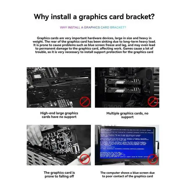 Alt view image 2 of 3 - ARGB 5V 3PIN Graphics Card Bracket Adjustable ARGB AURA SYNC Computer Graphics Card GPU Bracket Stable Support Black
