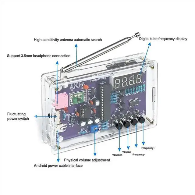 Alt view image 3 of 3 - FM Radio Assembly Kit Nixie Tube Display Teaching Training DIY Production of Monolithic Welding Parts