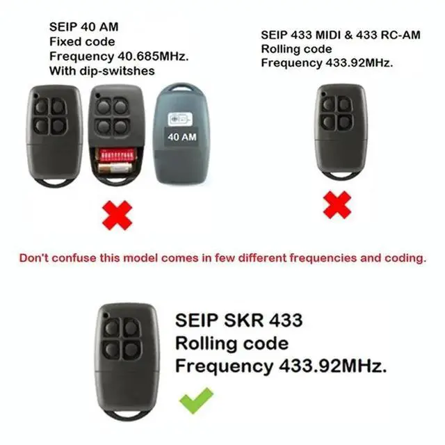 Alt view image 3 of 3 - Garage Door Remote Control SKR433-3 For SEIP B43A023004-3 SKRJ433 SKR433 SKR433-1 433.92Mhz Rolling Code Transmitter