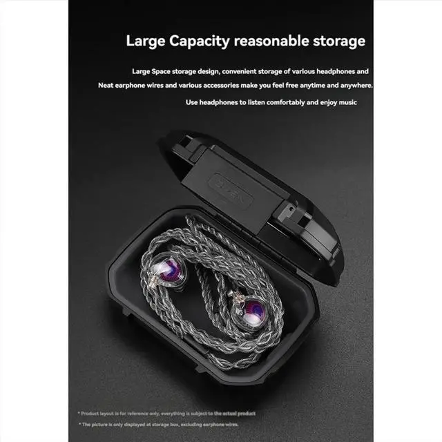 Main image of Earphone Storage Box Large Capacity Dustproof Waterproof Shockproof Earphone Box Transparent Black