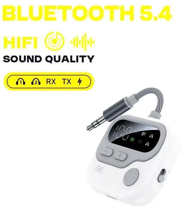 Alt view image 3 of 3 - Audio Receiver Transmitter LED Display 5.4 3.5Mm AUX TF Card For Airplane TV PC Car