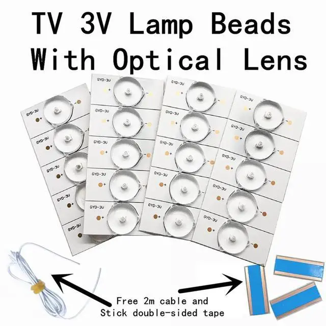 Alt view image 3 of 3 - 3V 50/100Pcs LED Lamp Beads with Optical Lens Filter for 32-65In TV Backlight Repair TV Backlight Strips B