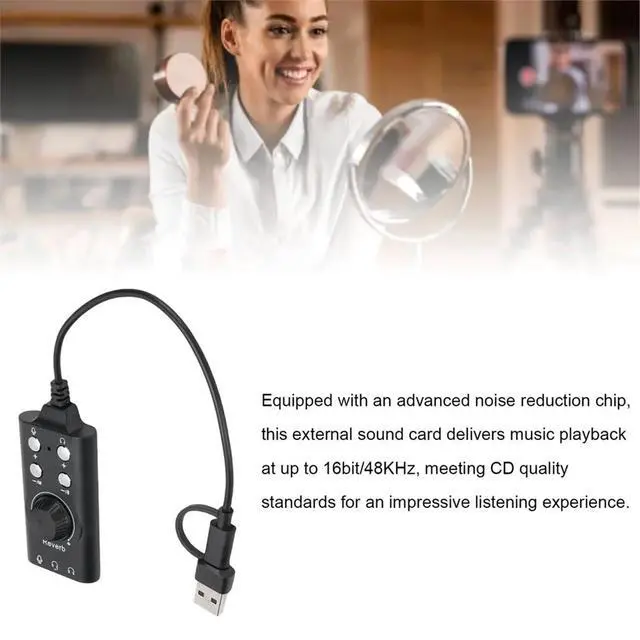 Alt view image 2 of 3 - USB Externa Type-C External Sound Card Microphone Headphone Adapter for Laptop Phone Voice Changer Plug and Play