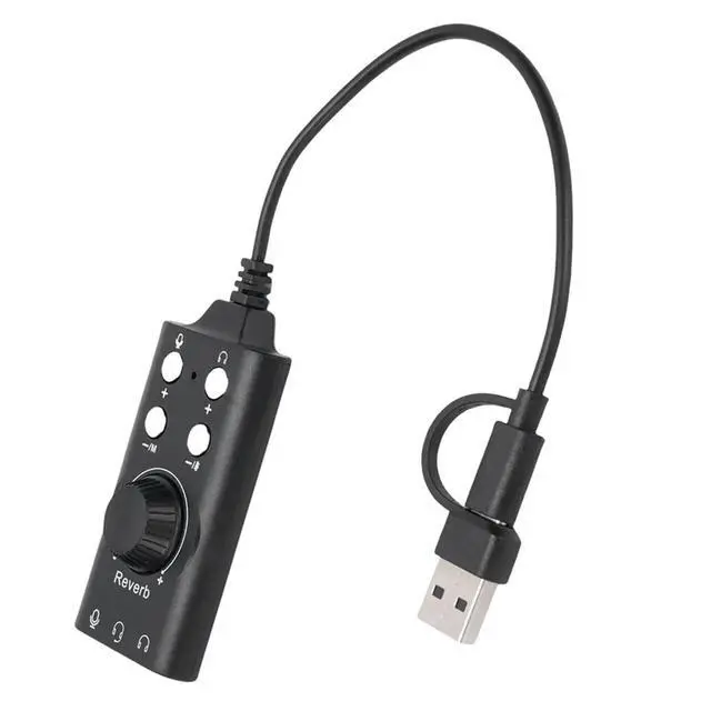 Alt view image 3 of 3 - USB Externa Type-C External Sound Card Microphone Headphone Adapter for Laptop Phone Voice Changer Plug and Play