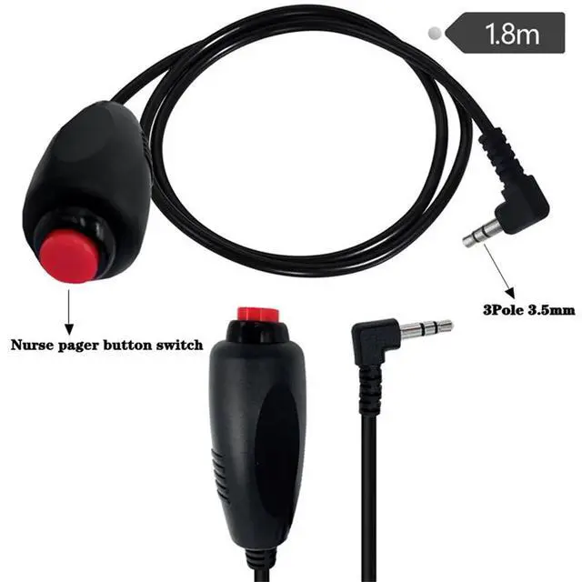 Alt view image 3 of 3 - Nurse Pager Button Switch Line 3.5mm Emergency Call Button Line Nurse Station Telephone Plug Button Line Cable 1.8m