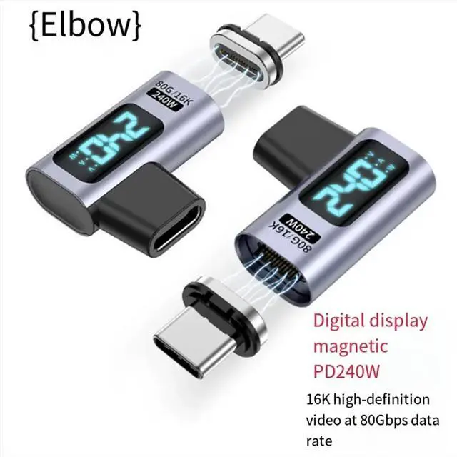 Main image of PD 240W Magnetic USB C Adapter Fast Charging Type C to USB C USB4 Connector 80Gbps 16K60Hz Straight