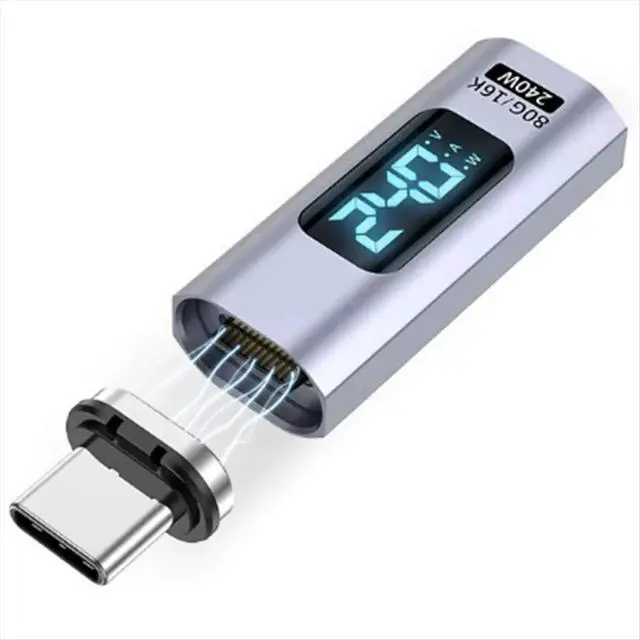 Alt view image 2 of 3 - PD 240W Magnetic USB C Adapter Fast Charging Type C to USB C USB4 Connector 80Gbps 16K60Hz Straight