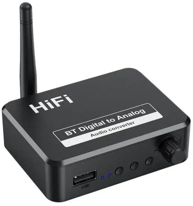 Alt view image 2 of 3 - Digital To Analog Audio DAC Converter Adapter 3.5Mm 3.5 AUX Jack RCA L/R Bluetooth 5.3 Receiver SPDIF Optical Toslin