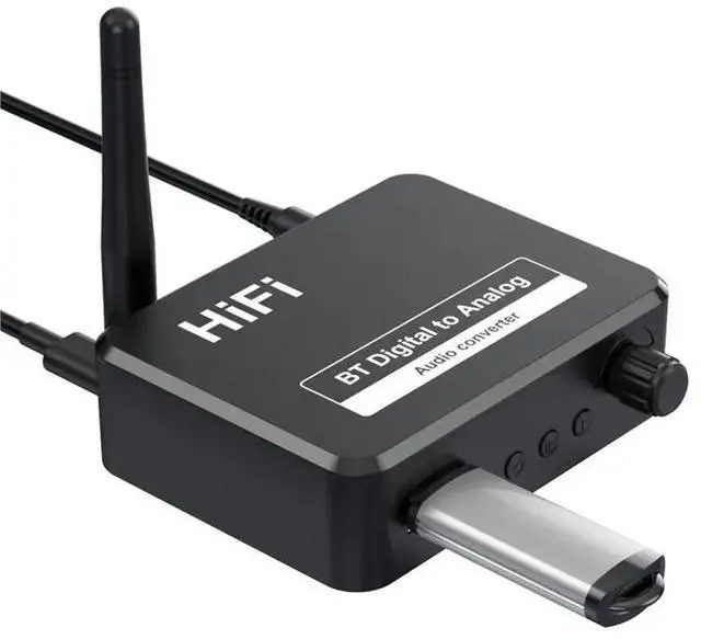 Alt view image 3 of 3 - Digital To Analog Audio DAC Converter Adapter 3.5Mm 3.5 AUX Jack RCA L/R Bluetooth 5.3 Receiver SPDIF Optical Toslin