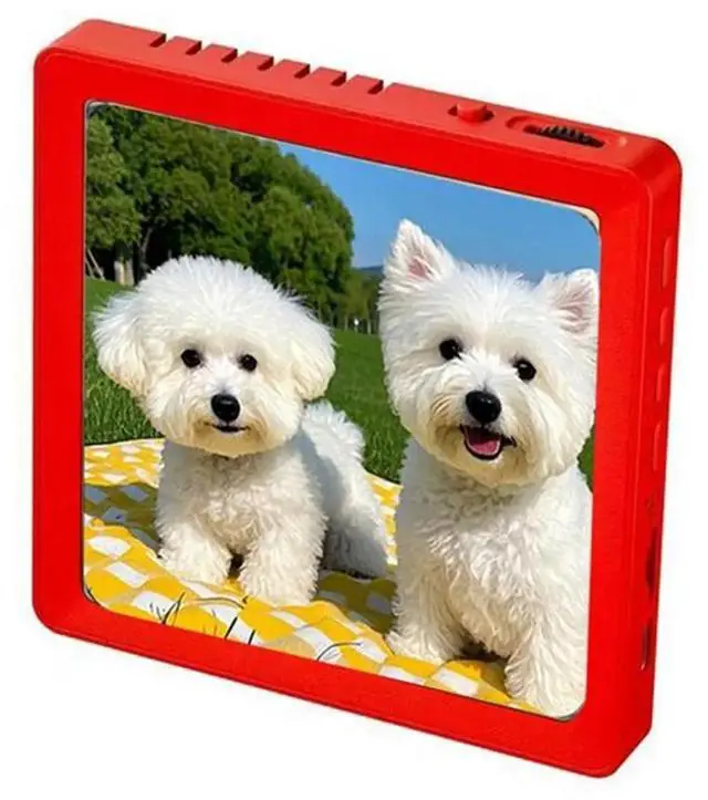 Alt view image 3 of 3 - DIY Photo Frame Pet Bluetooth Speaker Back Magnetic Desktop Audio Support Recording TF Card Playback Red