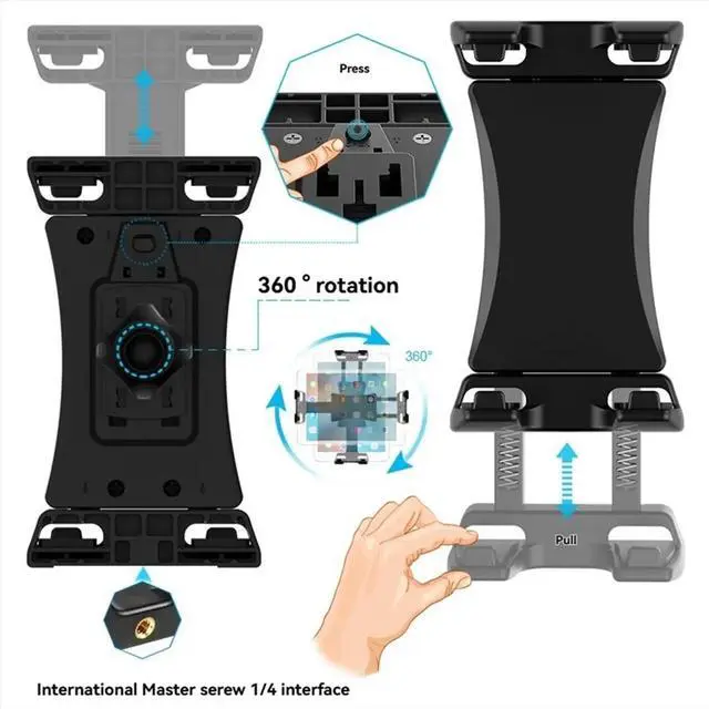 Main image of Universal Tablet Phone Tripod Mount 360°Rotating Stand Holder Clip for Mini Air Pro 12.9 Pad Vlog