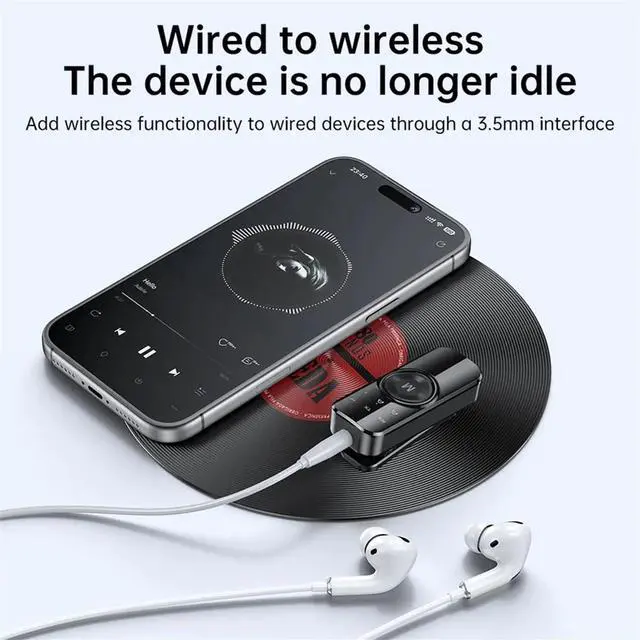 Main image of 2 in 1 Bluetooth 6.0 Audio Receiver Transmitter Collar Style 3.5MM AUX Audio Adapter with Mic for Car Airplane