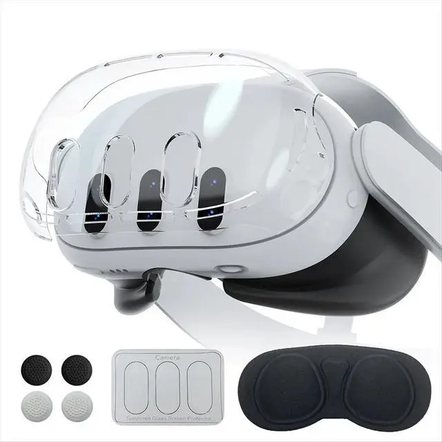Alt view image 3 of 3 - For 3 Headset Q 3 Host Crystal Case Lens Cover Tempered Film Rocker Cap Strong Protection VR Accessories