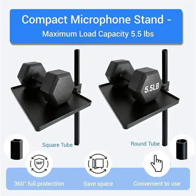 Main image of Microphone Stand Tray,Clamp on Shelf,Most Mic Stands,Large Tripod Shelf Table,Music Stand Accessories for Live Streaming