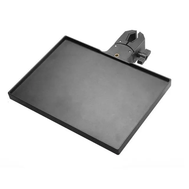 Alt view image 2 of 3 - Microphone Stand Tray,Clamp on Shelf,Most Mic Stands,Large Tripod Shelf Table,Music Stand Accessories for Live Streaming