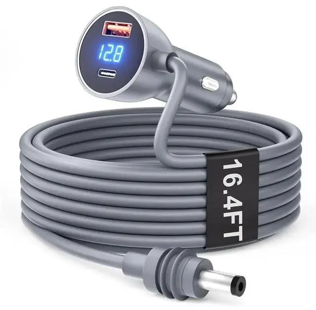 Main image of DC 12V 24V Car Adapter For Starlink Mini With Digital Display Cigarette Lighter Power Cord 16.4FT For Truck Cars