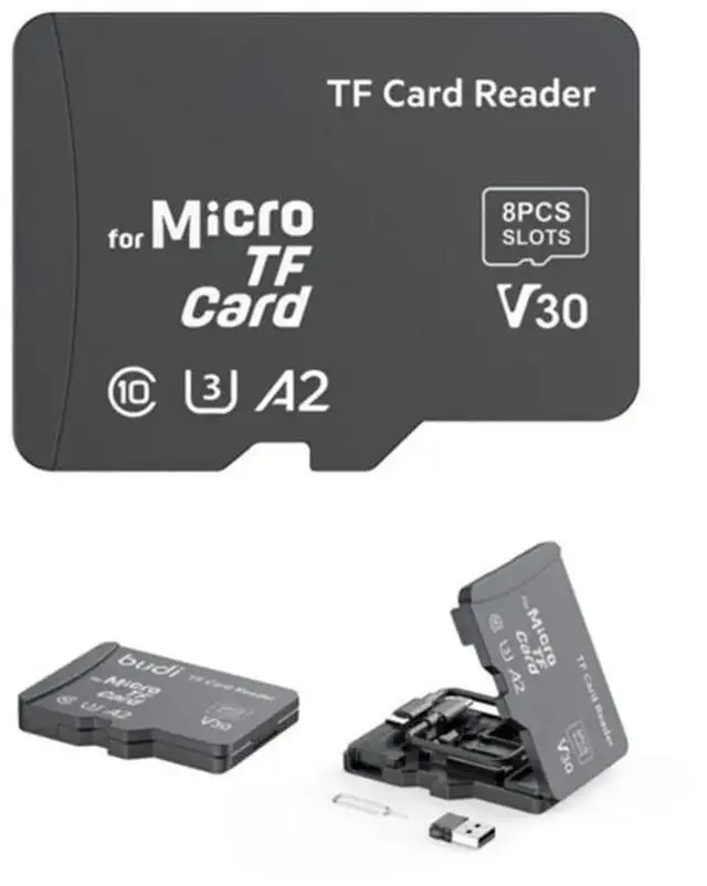 Main image of TF Memory Card Reader with 8 Slots TF-Styled Memory Card Storage Case Supports USB Type-C and USB Compatible