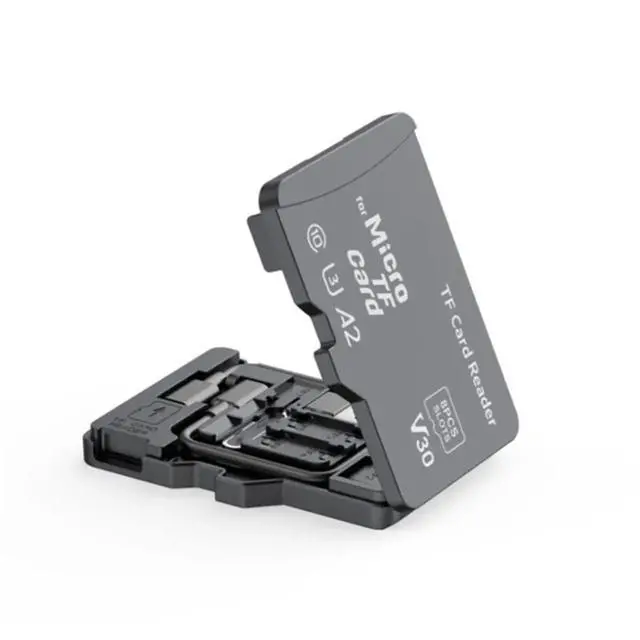 Alt view image 2 of 3 - TF Memory Card Reader with 8 Slots TF-Styled Memory Card Storage Case Supports USB Type-C and USB Compatible