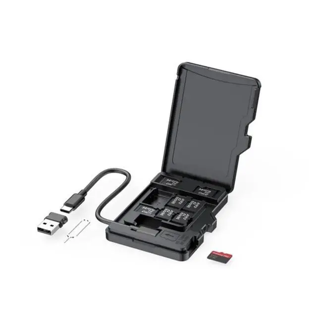 Alt view image 3 of 3 - TF Memory Card Reader with 8 Slots TF-Styled Memory Card Storage Case Supports USB Type-C and USB Compatible