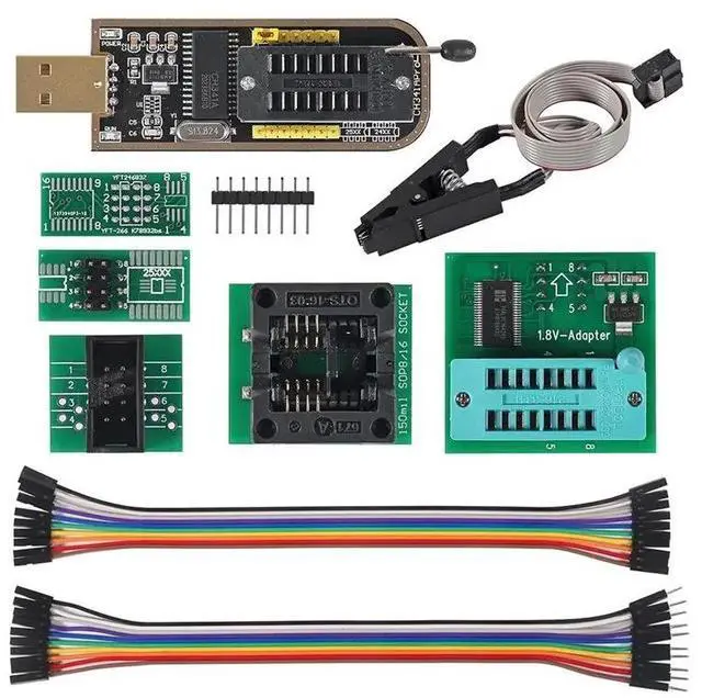 Main image of CH341A BIOS EEPROM USB Programmer With SOIC8 SOP8 Test Clip And Adapters