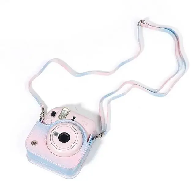 Alt view image 2 of 3 - Camera Case With Adjustable Shoulder Strap PU Leather Soft Protective Case Trave Bag For Fujifilm Instax Mini 12 Blu