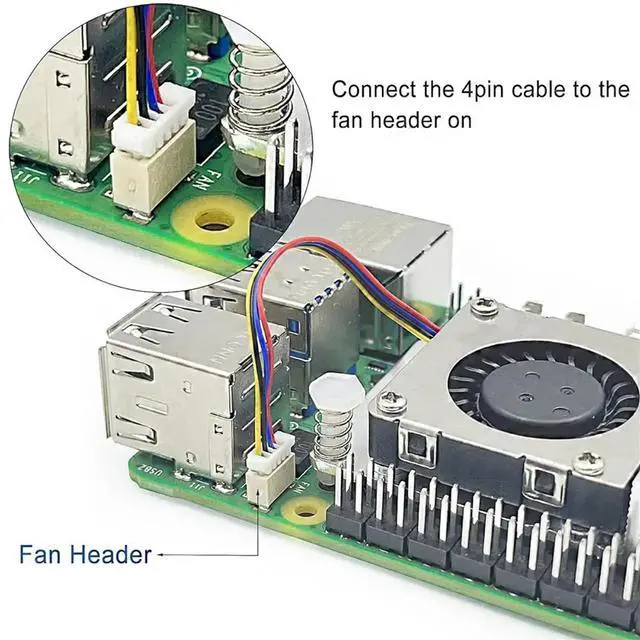 Main image of For Active Cooler for 5 with 30mm PWM 4-Pin Cooling Fan Pi 5 Heatsink with Thermal Tape