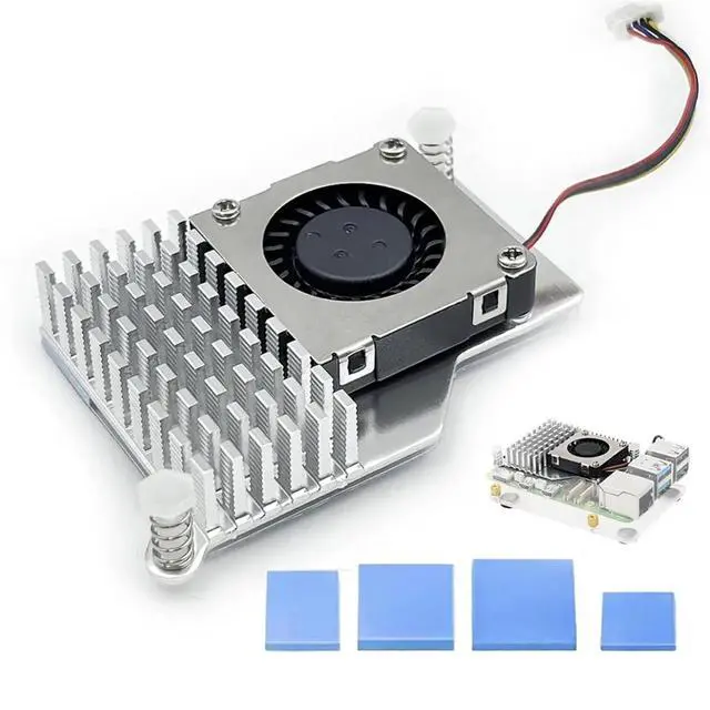 Alt view image 3 of 3 - For Active Cooler for 5 with 30mm PWM 4-Pin Cooling Fan Pi 5 Heatsink with Thermal Tape