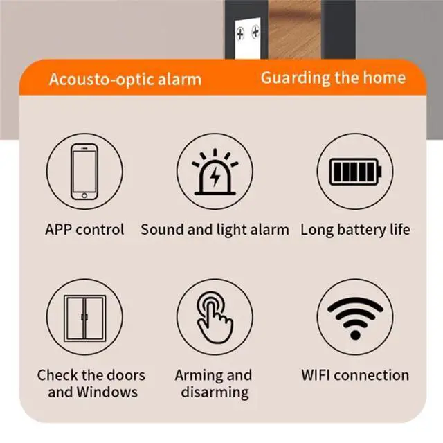 Alt view image 3 of 3 - Tuya APP Remote Alerts Door Window 100Db Alarm With Magnetic Sensor Door Open/Closed Detector Home Security Device