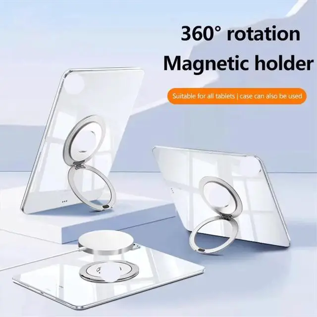 Alt view image 3 of 3 - 360 ° Rotation Metal Strong Magnetic Suction Rotating Folding Ring Phone Holder Universal Tablet Desktop Stand Black