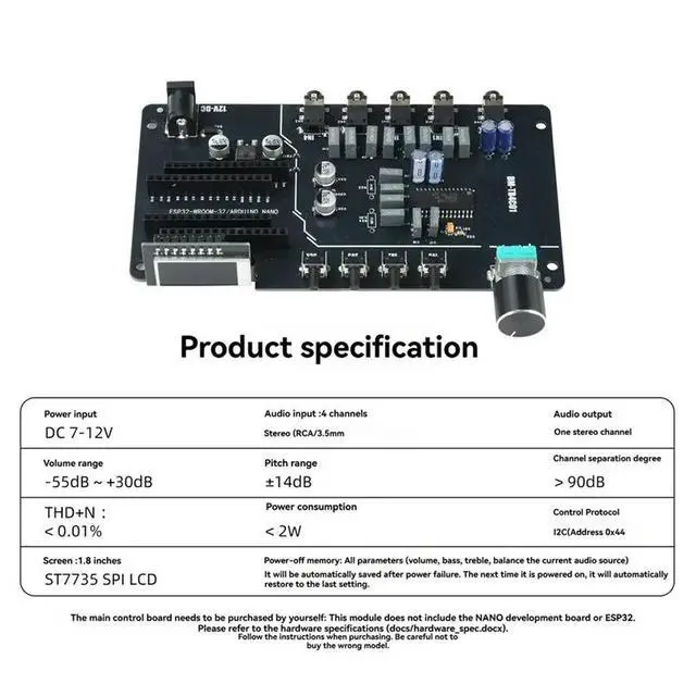 Alt view image 3 of 3 - IDUD 1 PCS DC 7-12V TDA7440 Digital Audio Controller 4 Channel Stereo Audio Module With 1.8 Inch ST7735 Display